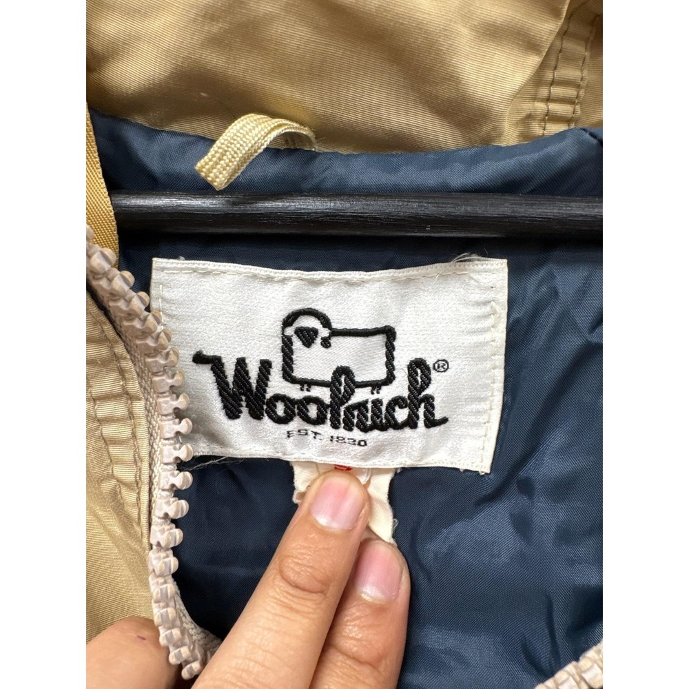 Woolrich Jacket Mens Large‎ Tan Hooded Parka Canvas Utility Pockets Outdoor 80s - Picture 2 of 6